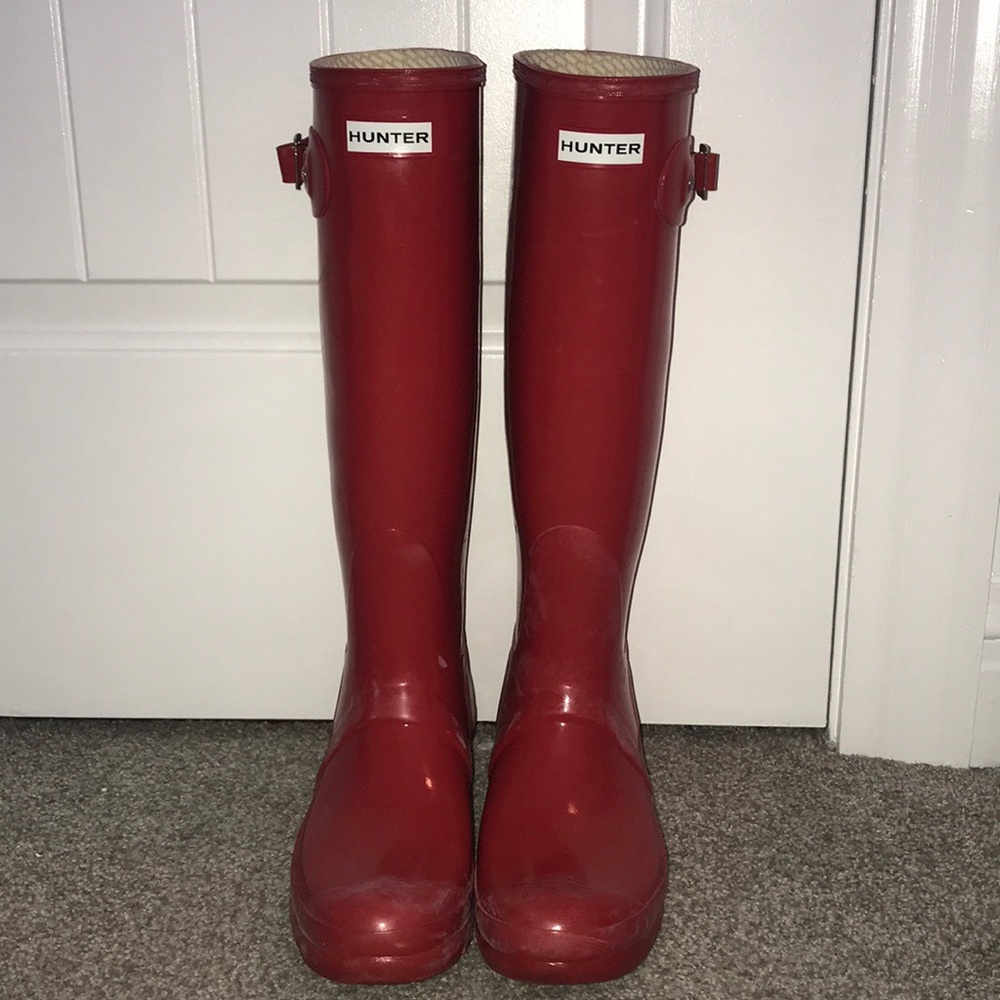 Red Tall Hunter Rain Boots
